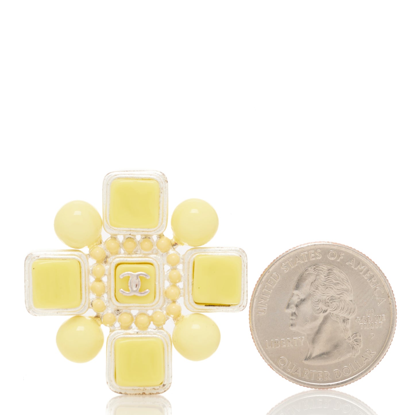 Enamel CC Brooch Yellow