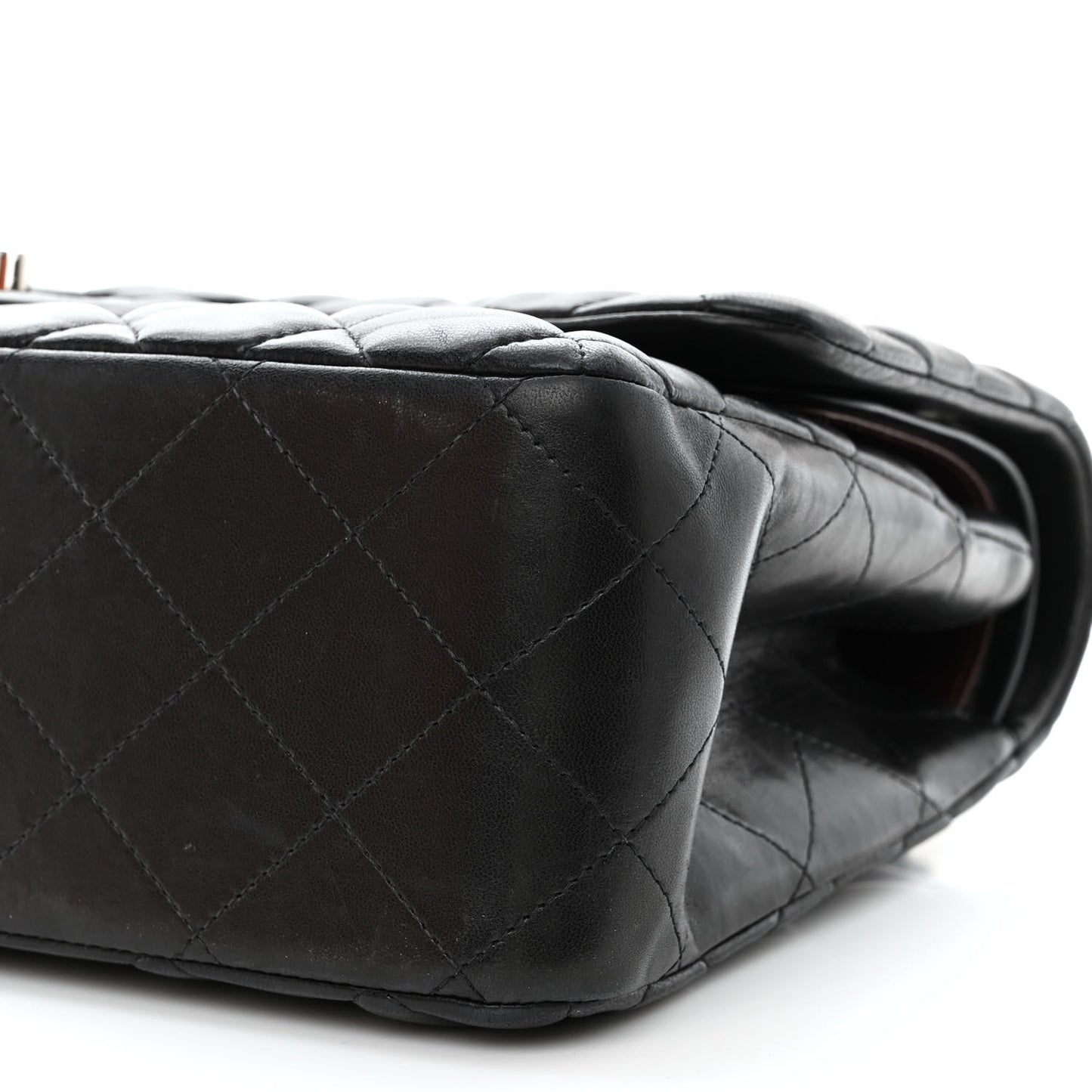Lambskin Quilted Jumbo Double Flap Black