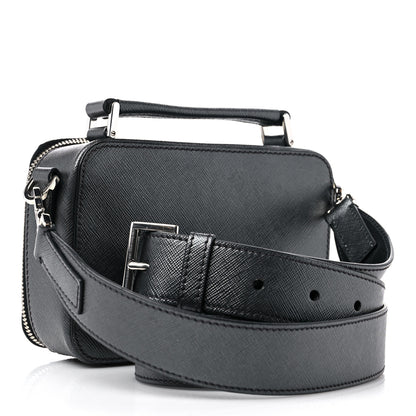 Prada Saffiano Travel Small Brique Top Handle Crossbody Bag Anthracite Gray 3 of 9