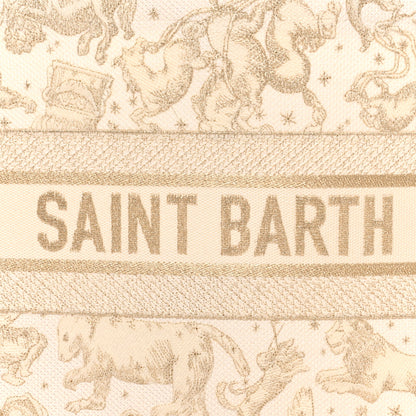 Christian Dior Canvas Embroidered Medium Saint Barth Zodiac Book Tote Gold 11 of 11