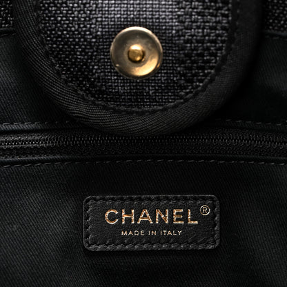Chanel Mixed Fibers Calfskin Striped Medium Deauville Tote Black 6 of 10