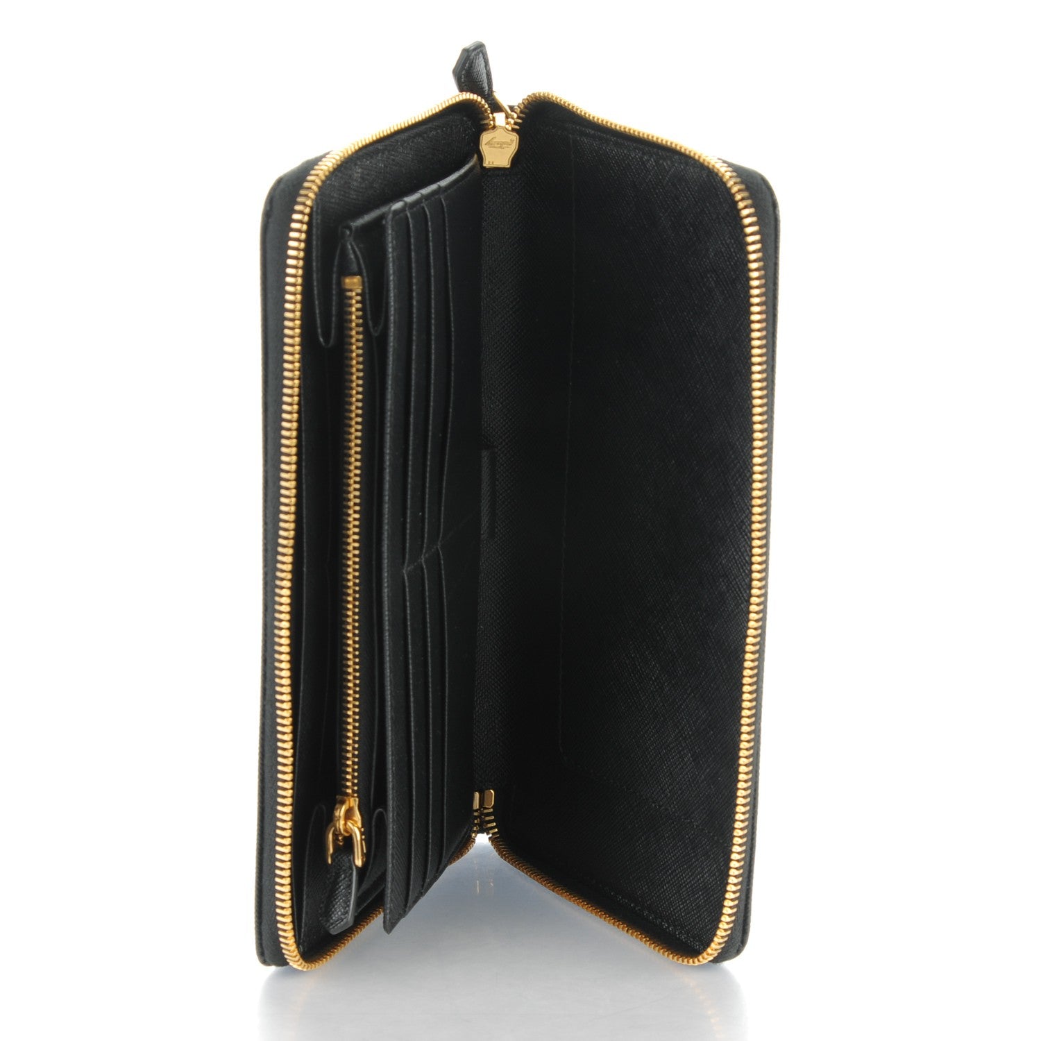 Prada Saffiano Metal Zip Around Wallet Nero Black 5 of 7