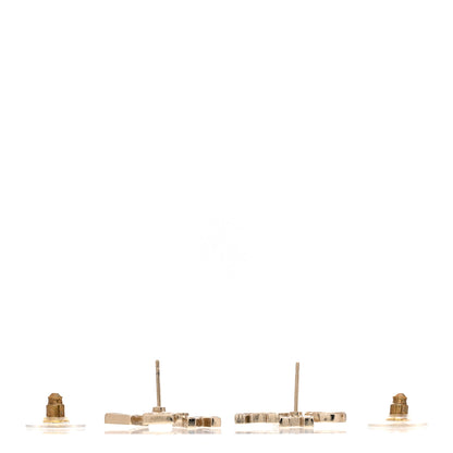 Chanel Crystal Pearl Signature Stud Earrings Gold 3 of 5