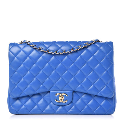 Chanel Lambskin Quilted Maxi Double Flap Blue 1 of 8