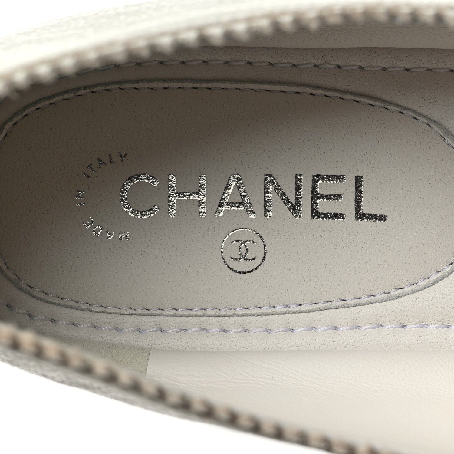 Chanel Calfskin Mary Jane Flats 37.5 White Black 7 of 10
