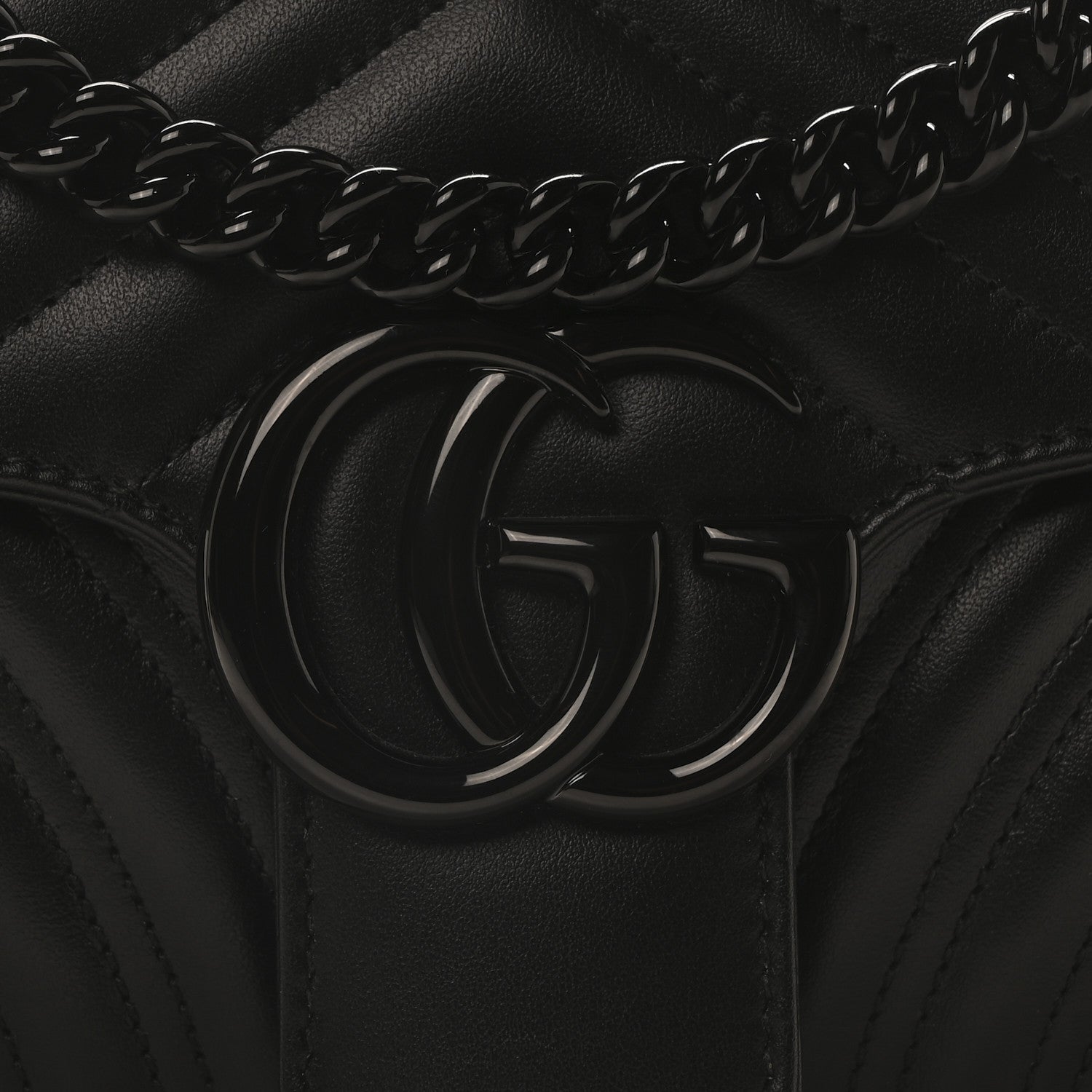 Gucci Calfskin Matelasse Monochrome Small GG Marmont Shoulder Bag Black 8 of 10