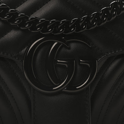 Gucci Calfskin Matelasse Monochrome Small GG Marmont Shoulder Bag Black 8 of 10