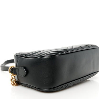 Gucci Calfskin Matelasse Small GG Marmont Chain Shoulder Bag Black 9 of 10