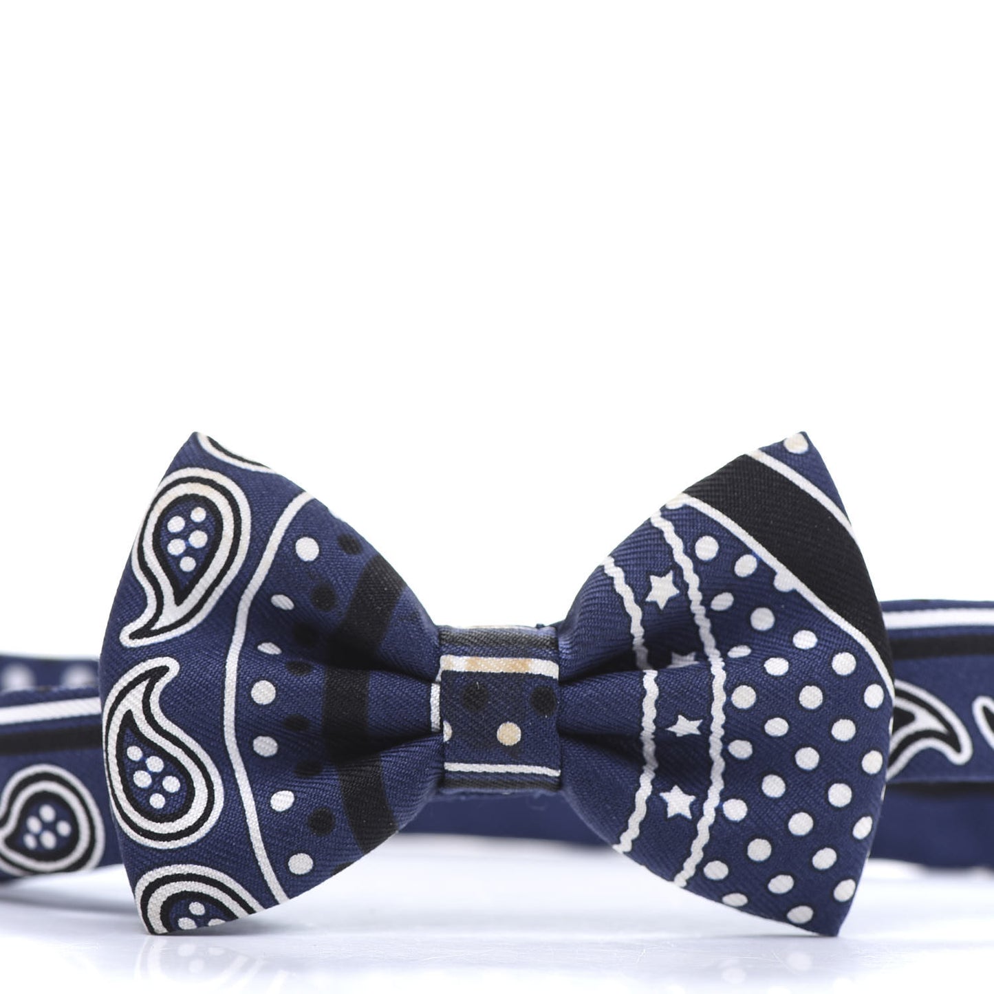 Silk Peuple Du Vent Bandana Twill Bow Tie Marine White Black