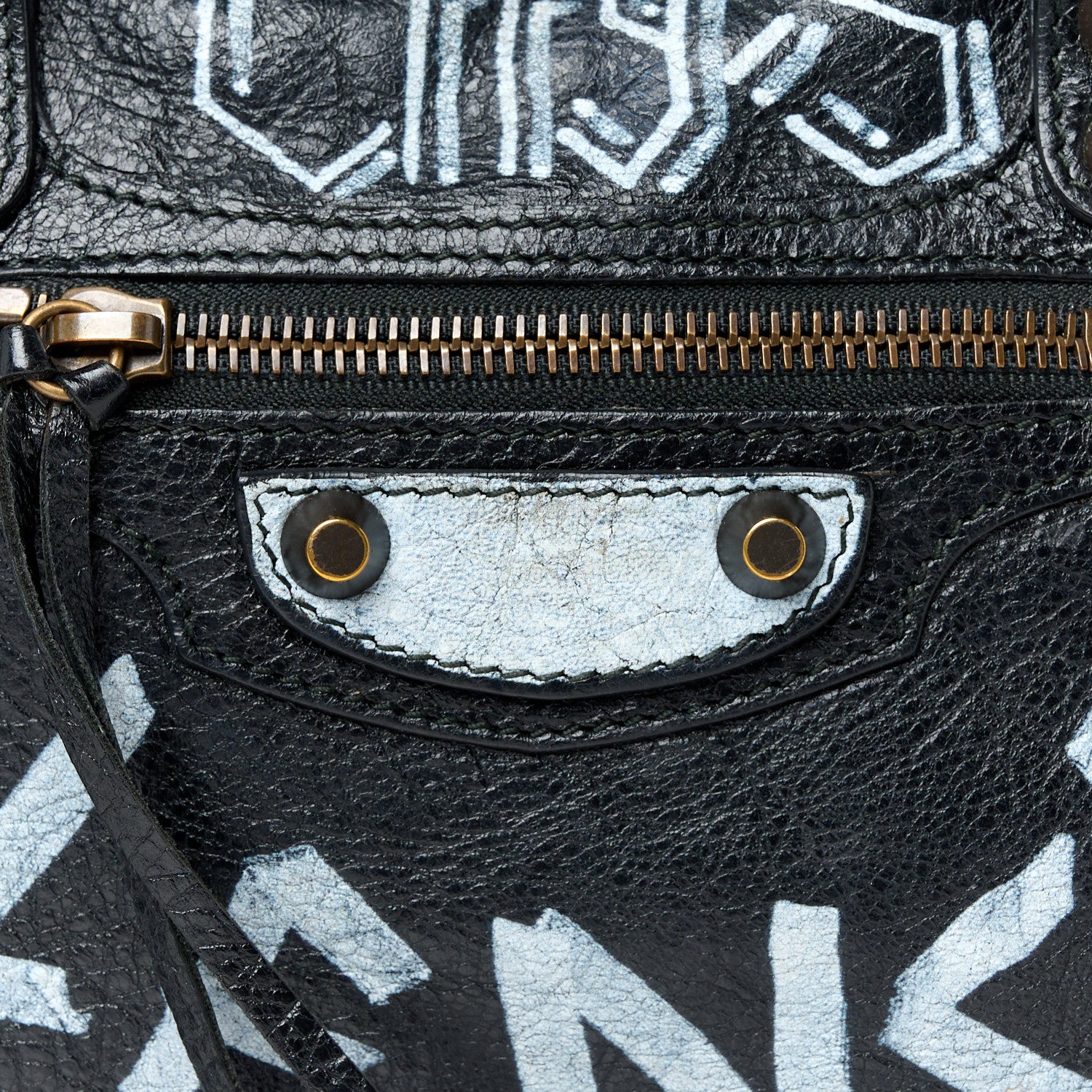 Balenciaga Agneau Classic Hardware Graffiti All Over S City Black 9 of 11
