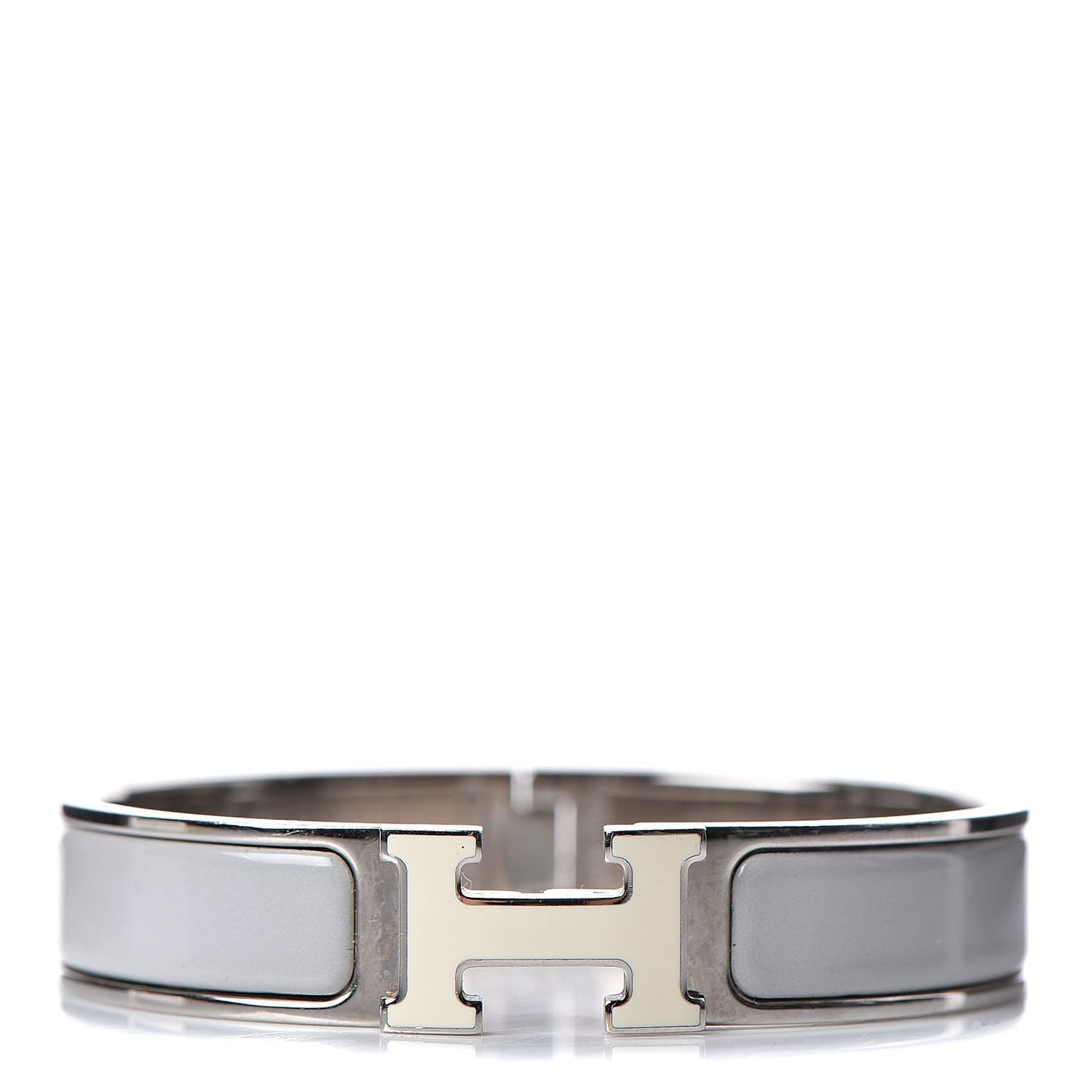 Enamel Narrow Clic Clac H Bracelet PM Blanc Gris Clair