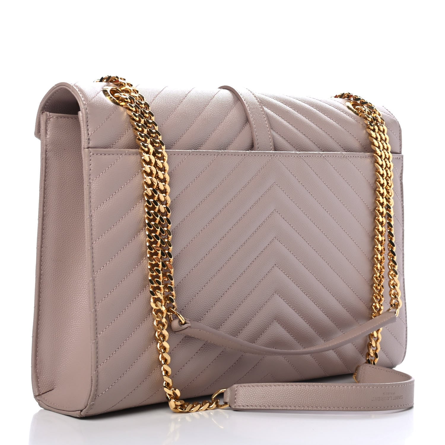 Saint Laurent Grain De Poudre Matelasse Chevron Large Monogram Satchel Dark Beige 2 of 4