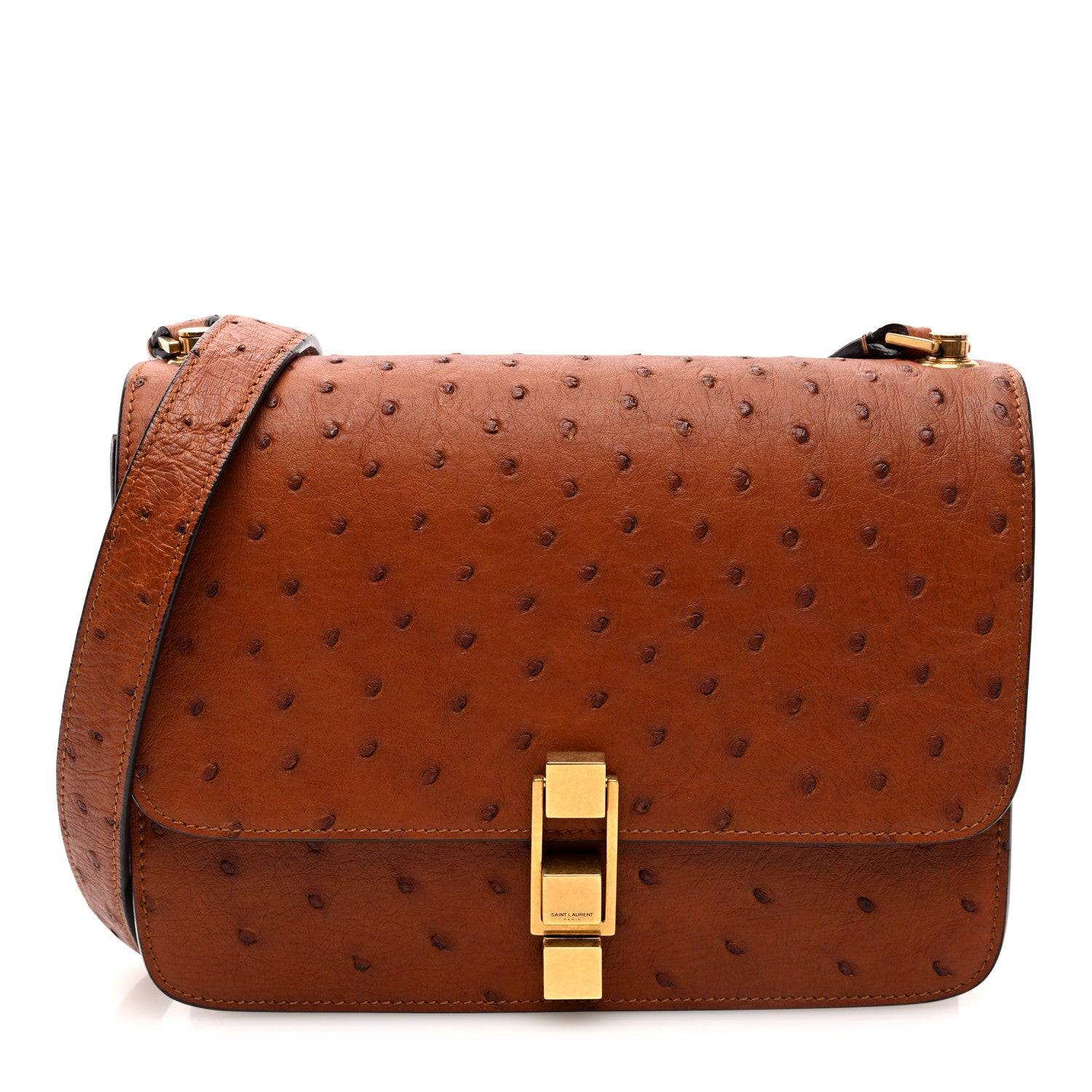 Saint Laurent Ostrich Carre Satchel Brick 1 of 9