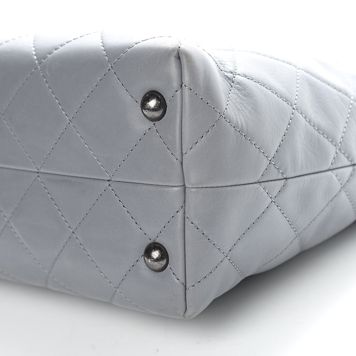 Chanel Calfskin Quilted Large Shopping In Chains Tote Light Grey 9 of 15