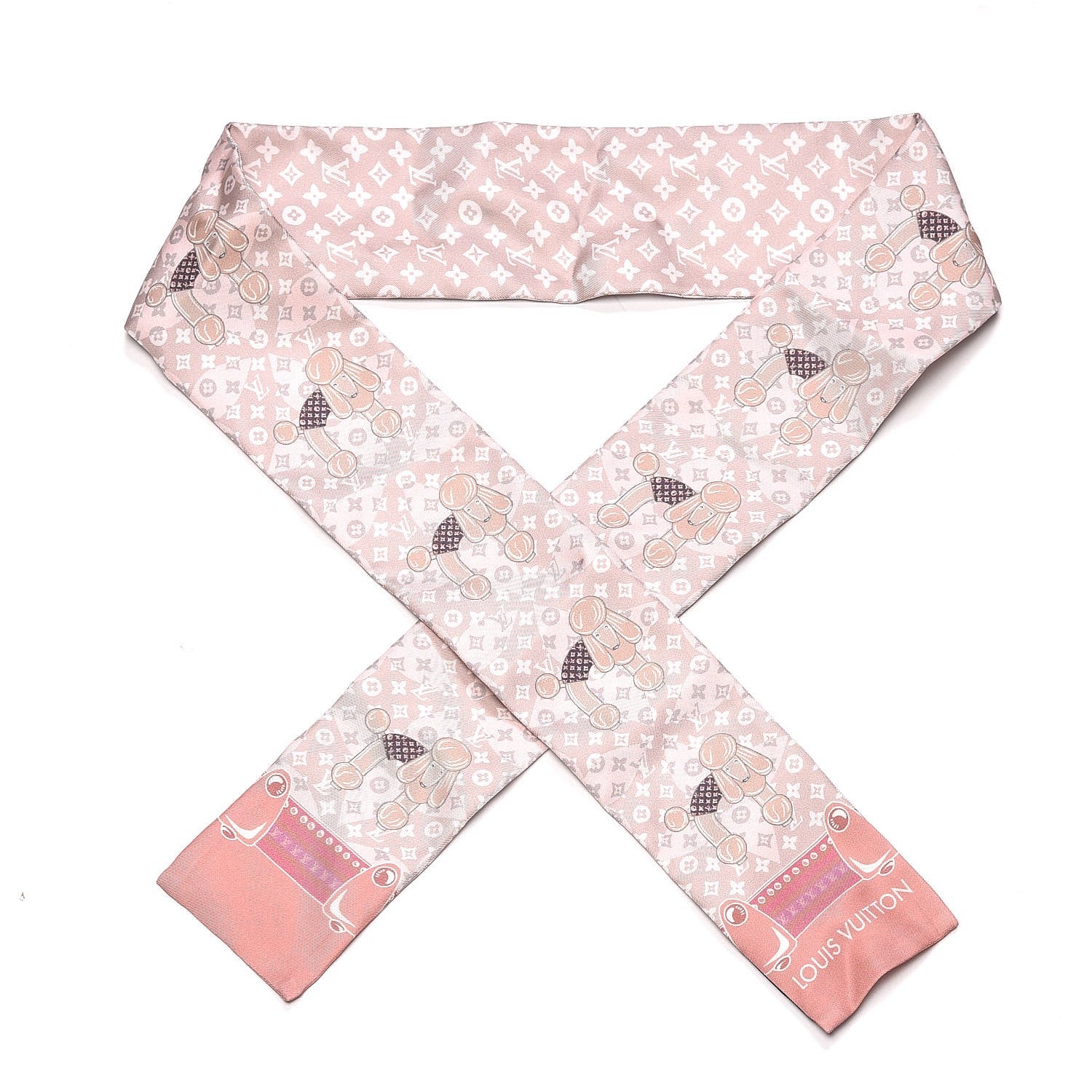 Louis Vuitton Silk Monogram Poodle Animalle Bandeau Light Pink 1 of 5