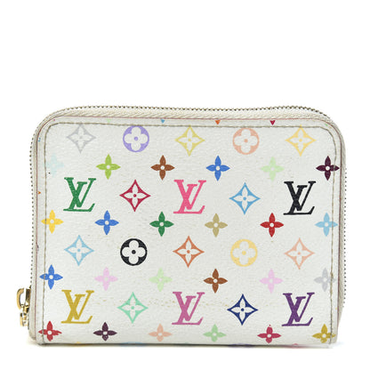 Louis Vuitton Monogram Multicolor Zippy Coin Purse Wallet White Litchi 1 of 6