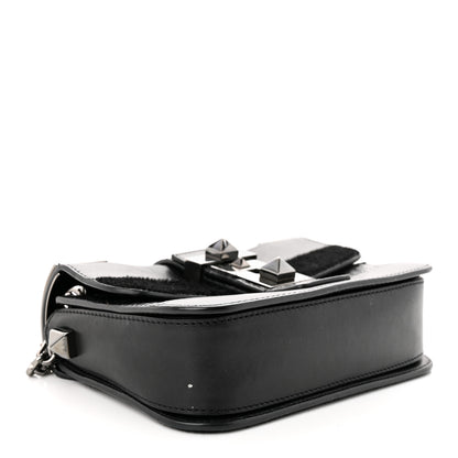 Valentino Garavani Snakeskin Embossed Vitello Calf Hair B-Rockstud Flap Black 4 of 11