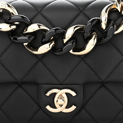 Chanel Lambskin Quilted Resin Bi-Color Chain Flap Bag Black 8 of 11