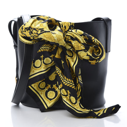 Versace Calfskin Barocco Scarf Bucket Bag Black 3 of 10