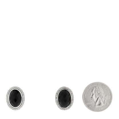 David Yurman Sterling Silver Diamond Black Onyx 14mm Oval Earrings 2 of 4