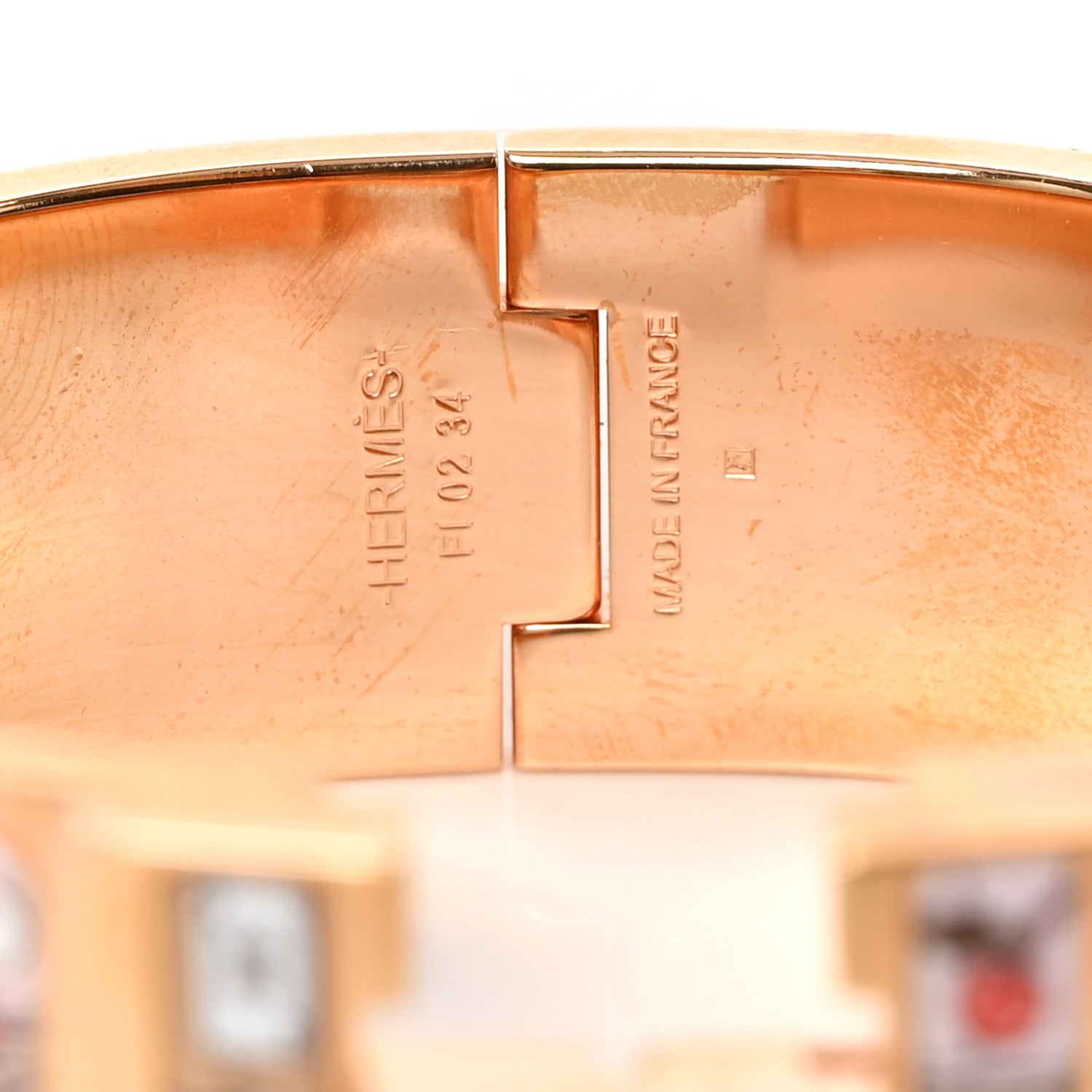 Hermes Enamel Printed Wide H Mystere Au 24 Narrow Clic Clac H Bracelet GM Faubourg 4 of 4