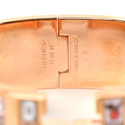 Hermes Enamel Printed Wide H Mystere Au 24 Narrow Clic Clac H Bracelet GM Faubourg 4 of 4