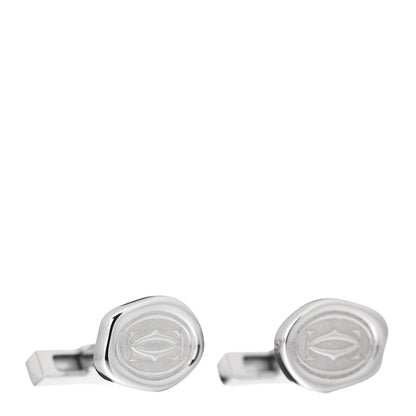 Cartier Sterling Silver Palladium Finish Wax Seal Motif Cufflinks 1 of 5