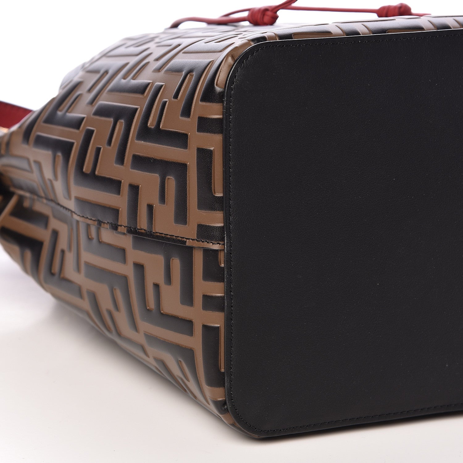 Fendi Vitello Grace F is Fendi Bi-Color FF 1974 Embossed Grande Mon Tresor Bucket Bag Maya Black Fragola 9 of 11