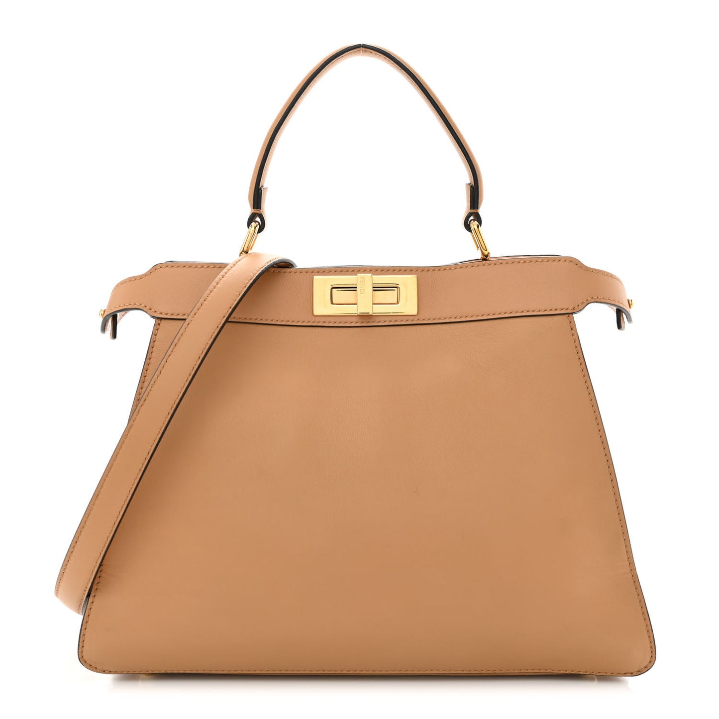 Vitello Seta Shiny Nappa Medium Peekaboo I SEE U Satchel Miele Scuro Light Rose