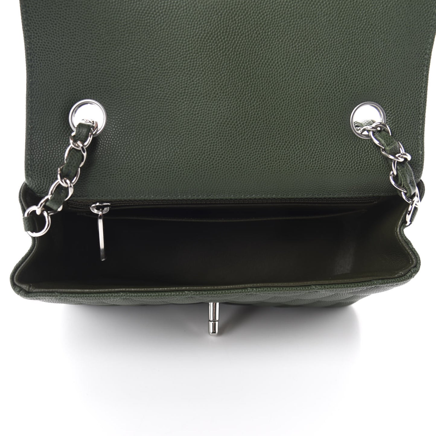 Caviar Quilted Mini Rectangular Flap Dark Green