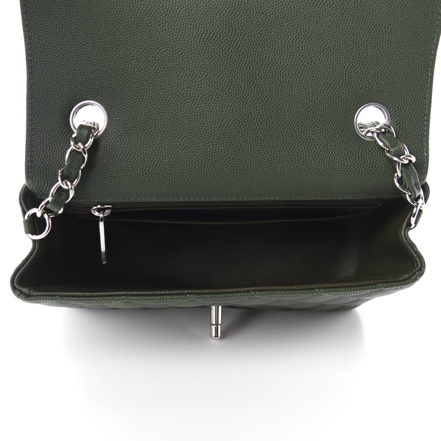 Chanel Caviar Quilted Mini Rectangular Flap Dark Green 5 of 11