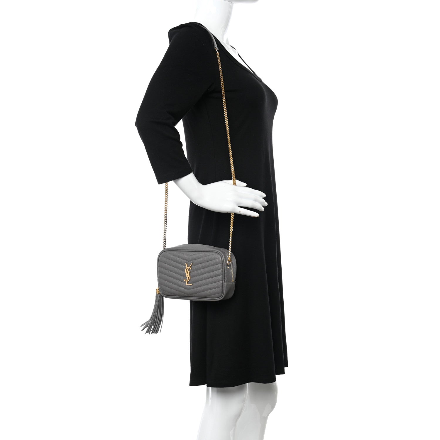 Saint Laurent Grain De Poudre Matelasse Monogram Mini Lou Camera Bag Fog 2 of 11