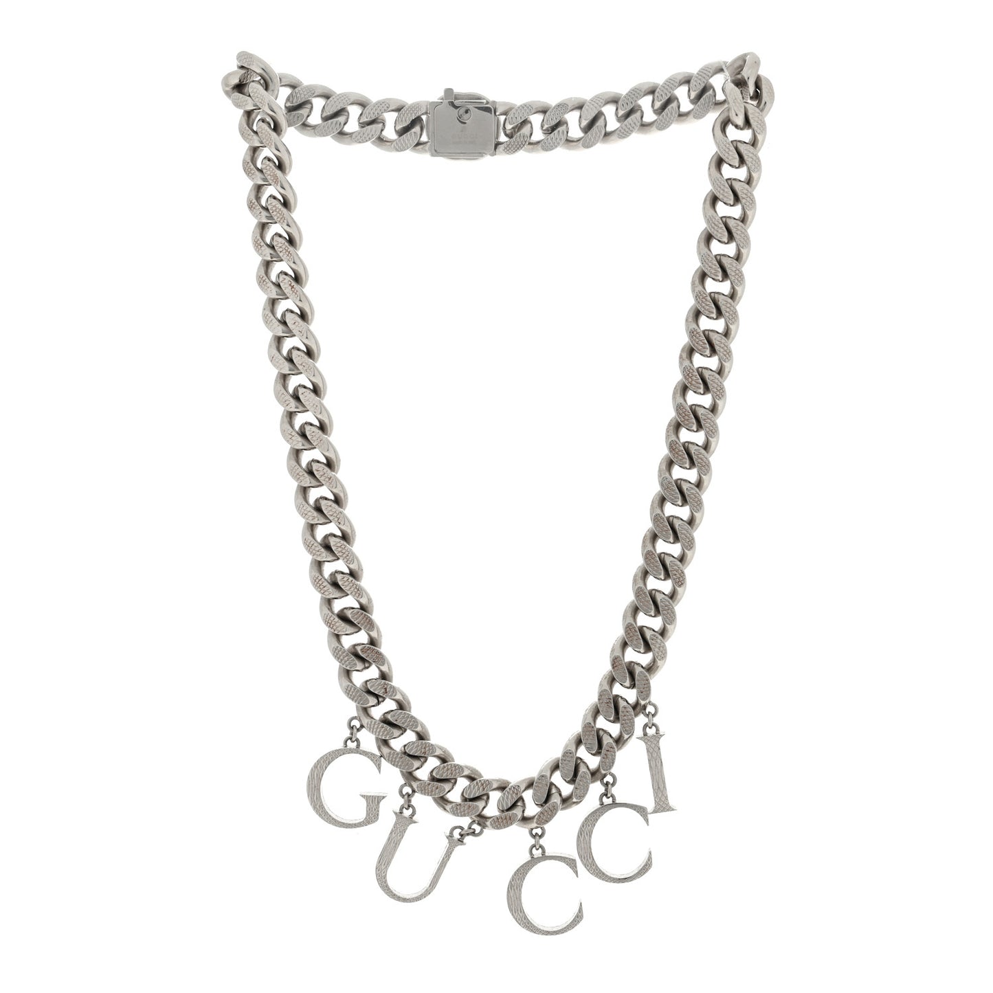 Metal Script Choker Necklace Silver
