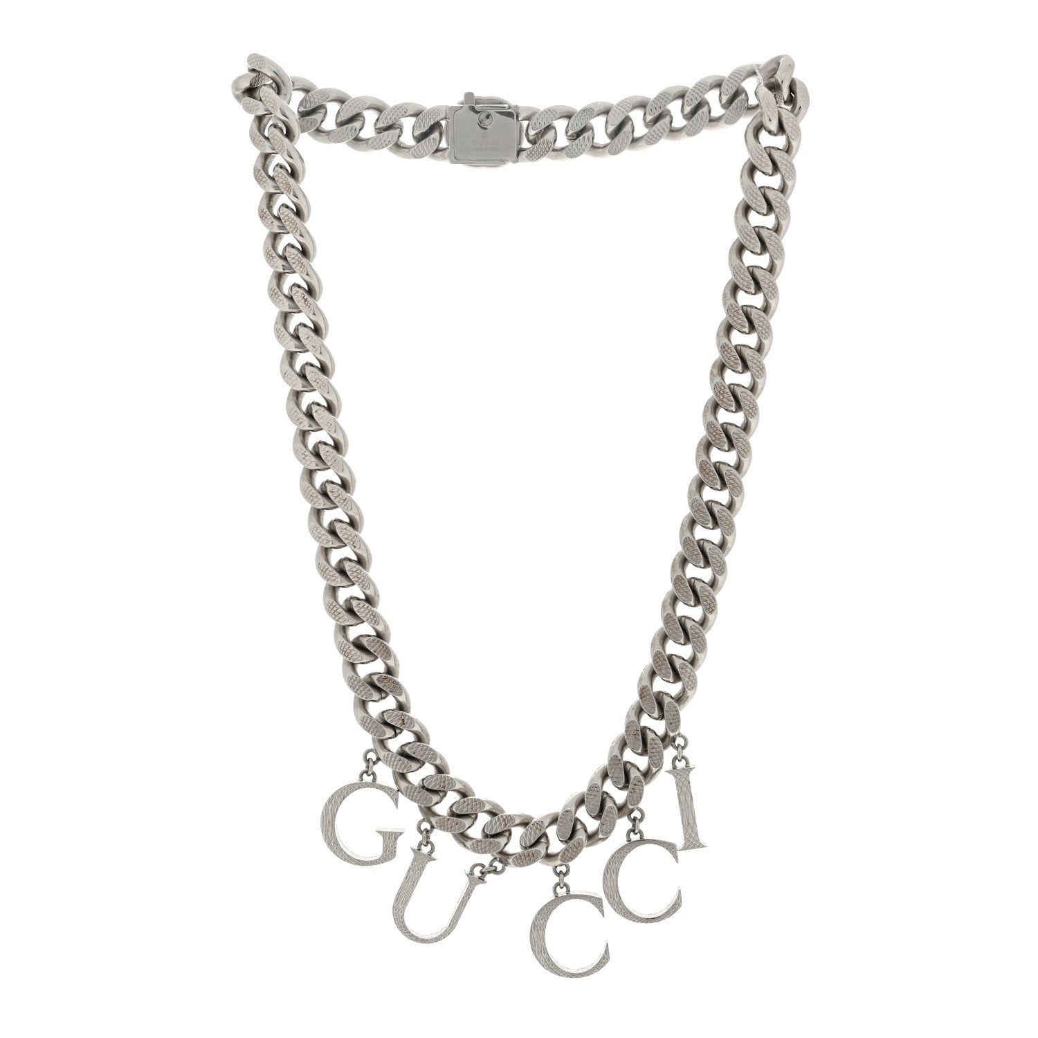 Gucci Metal Script Choker Necklace Silver 2 of 4