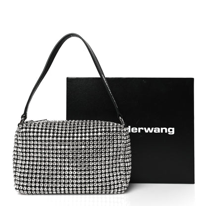 Alexander Wang Mesh Crystal Rhinestone Mini Heiress Pouch Black Silver 9 of 9