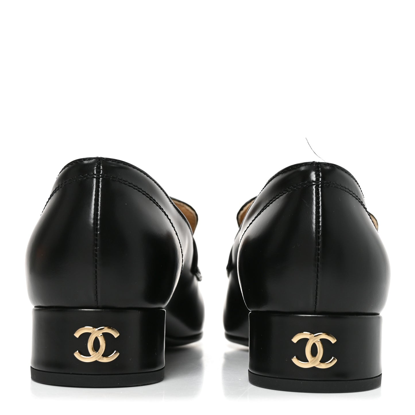 Shiny Calfskin Logo Loafers 36.5 Black