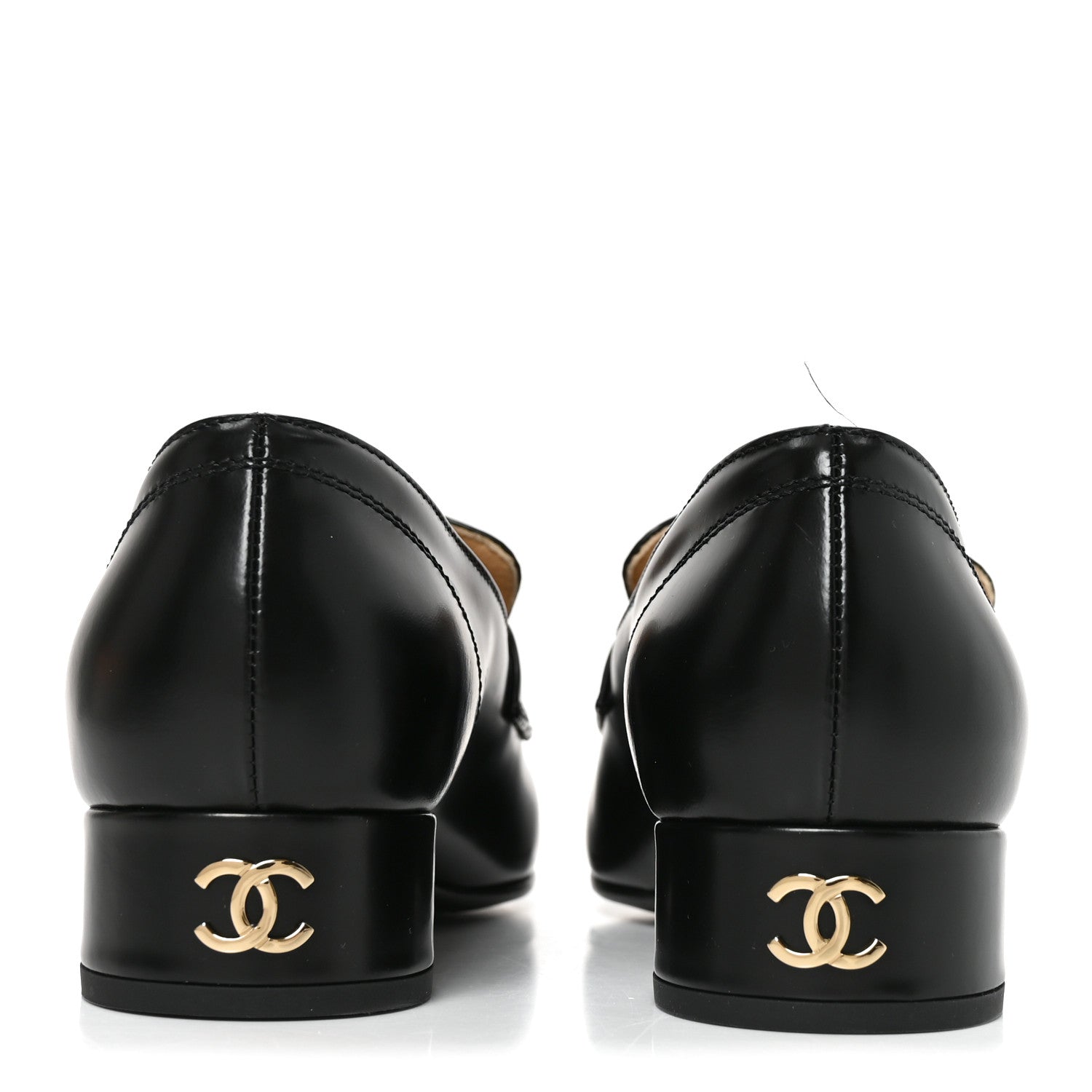 Chanel Shiny Calfskin Logo Loafers 36.5 Black 5 of 10