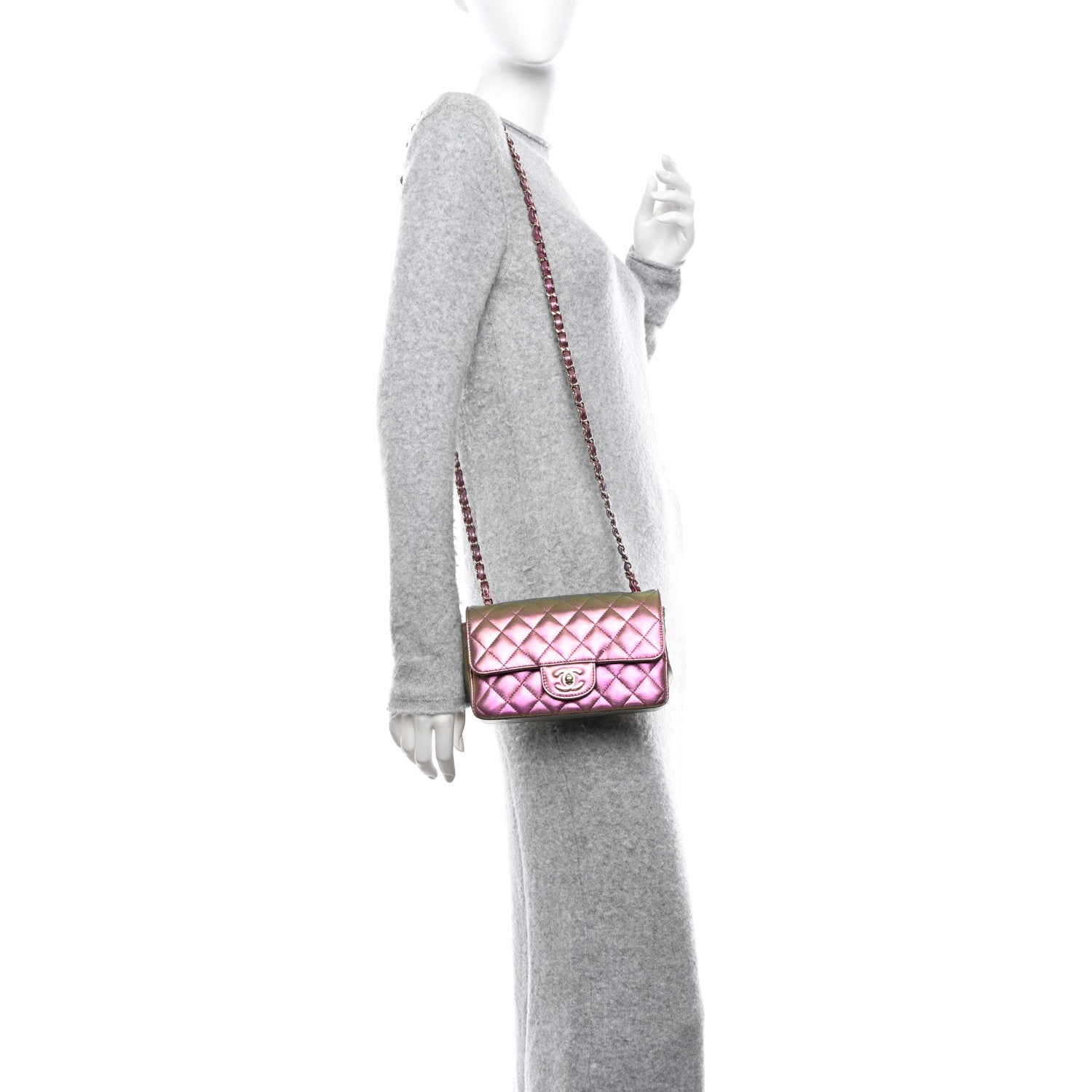 Chanel Iridescent Lambskin Quilted Mini Rectangular Flap Purple 2 of 10