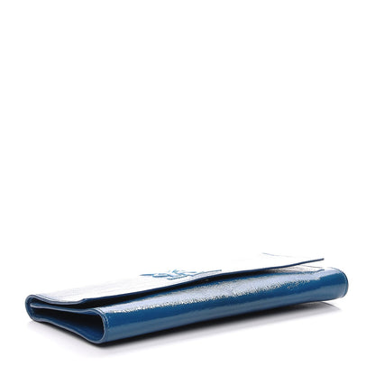 Saint Laurent Textured Patent Large Belle de Jour Clutch Blue 4 of 7