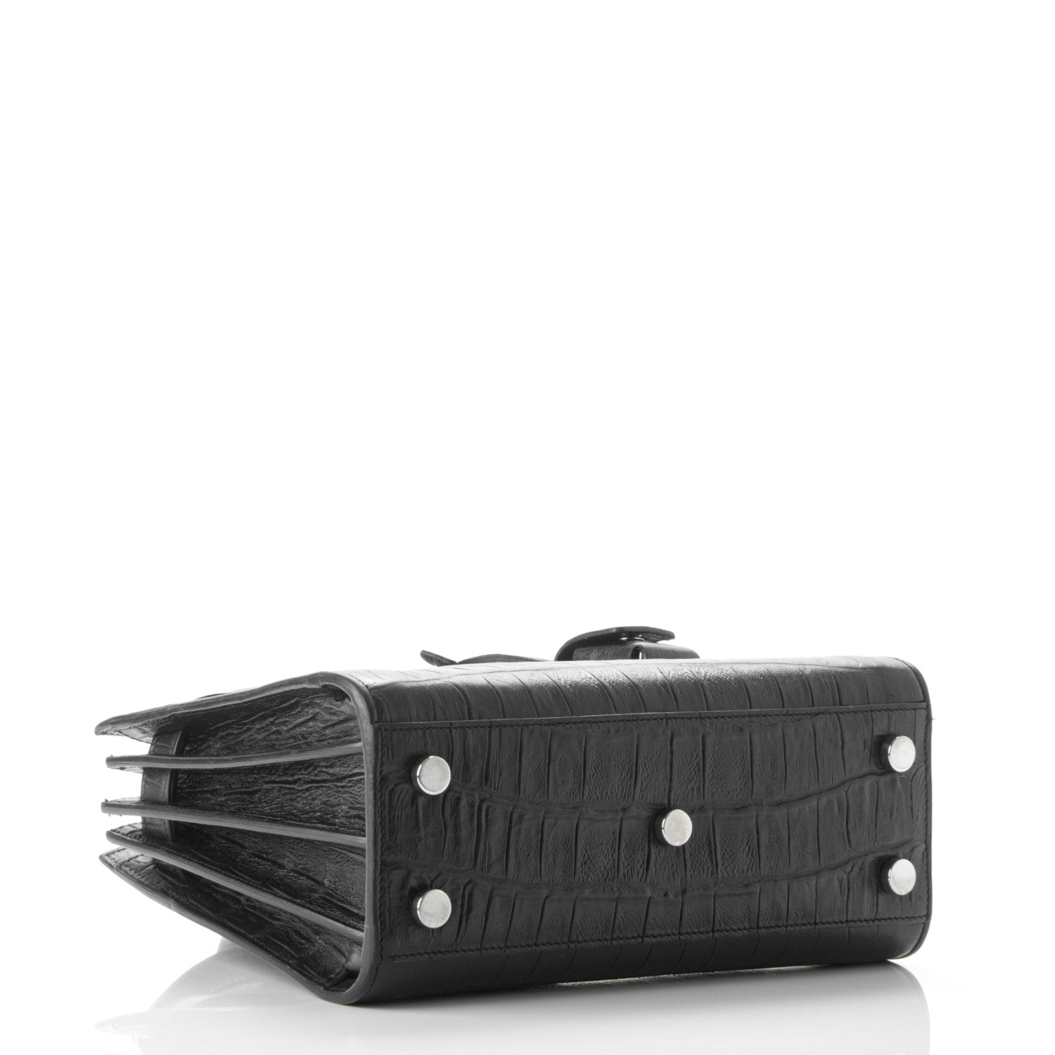 Saint Laurent Calfskin Crocodile Embossed Nano Sac De Jour Black 4 of 7