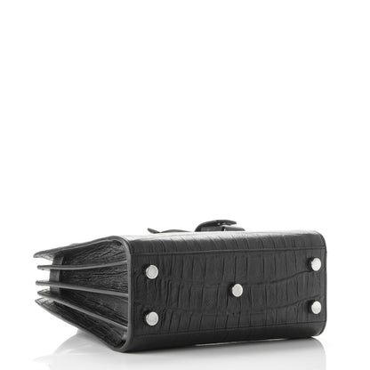 Saint Laurent Calfskin Crocodile Embossed Nano Sac De Jour Black 4 of 7