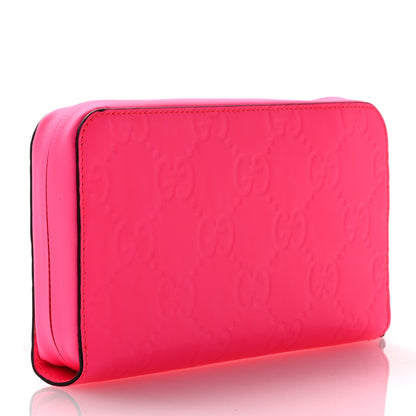 Gucci Calfskin GG Rubber Effect Zip Around Wallet Pink 3 of 11