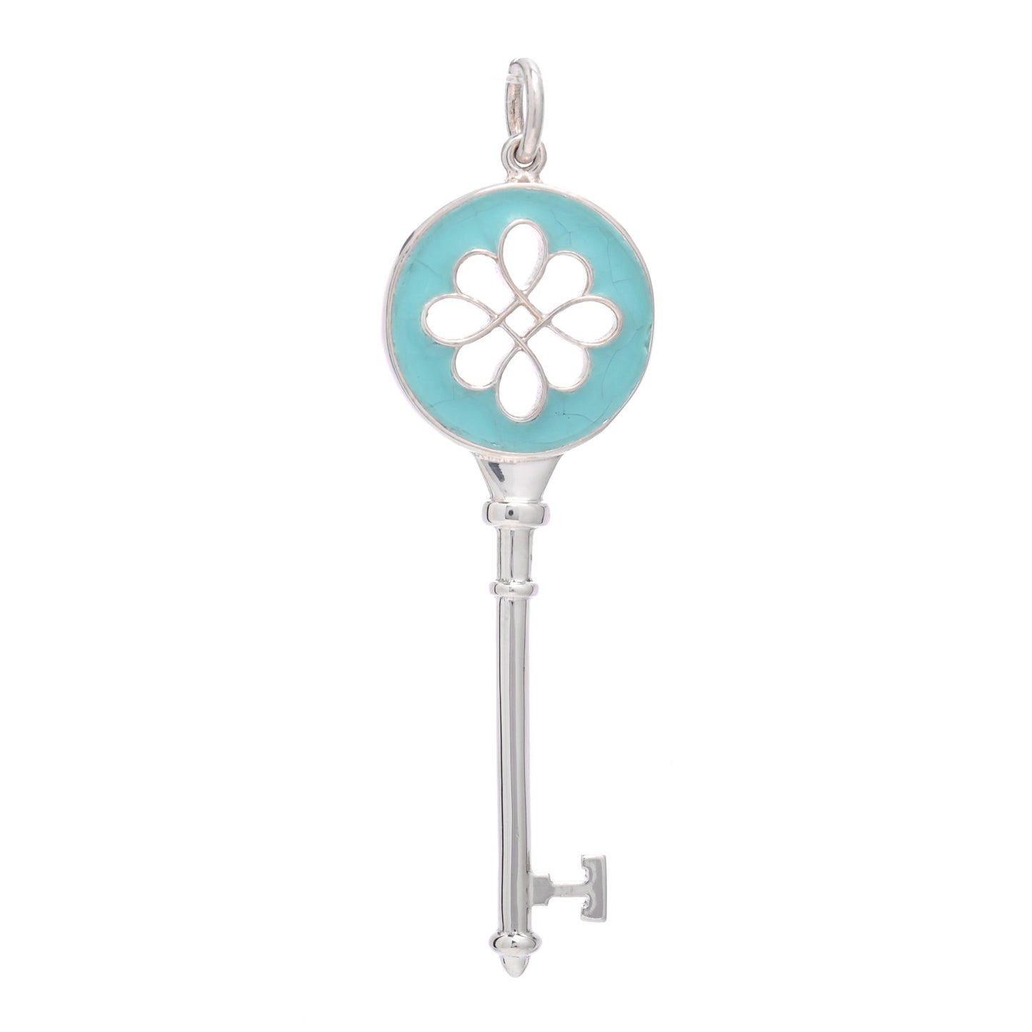 Sterling Silver Enamel Knot Key Pendant Blue