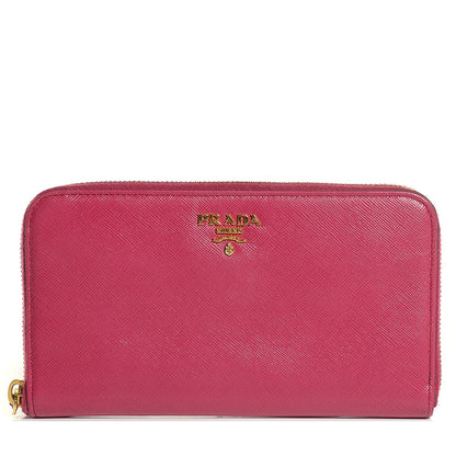 Prada Saffiano Metal Zip Around Wallet Ibisco 2 of 18