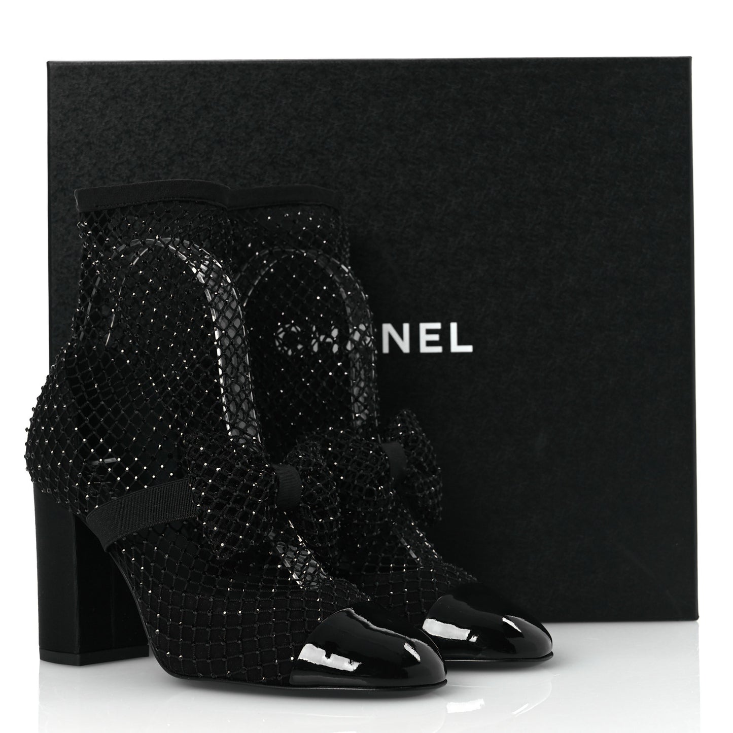 Resille Strass Kid Suede Patent Mary Jane Short Boots 36.5 Black