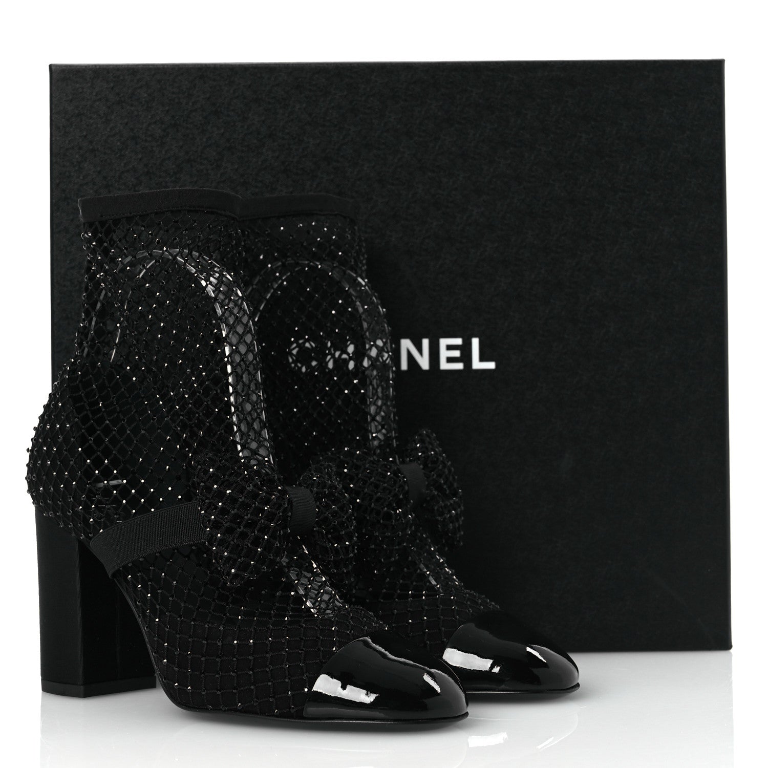 Chanel Resille Strass Kid Suede Patent Mary Jane Short Boots 36.5 Black 11 of 11