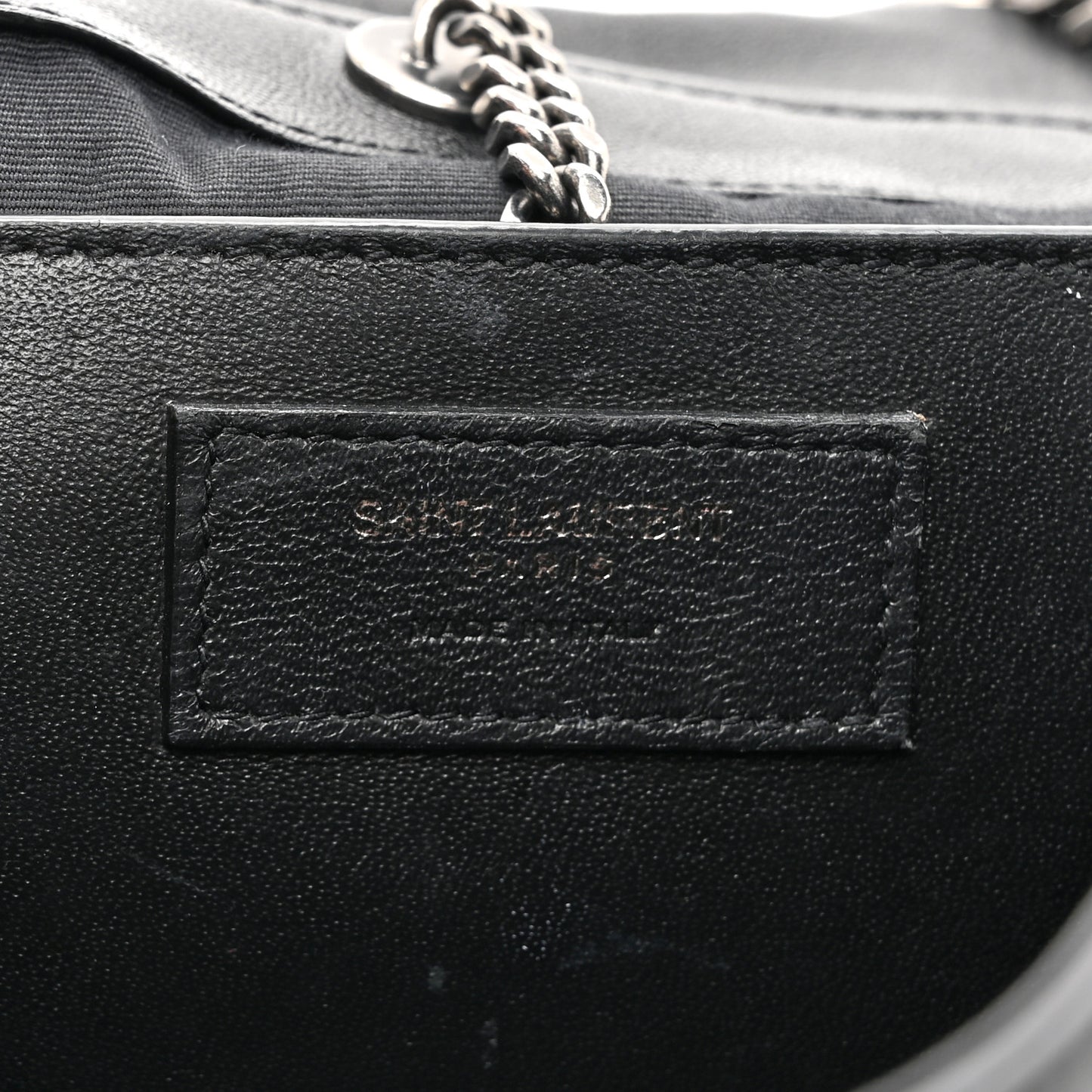 Pebbled Lambskin Chevron Monogram Small Nolita Black