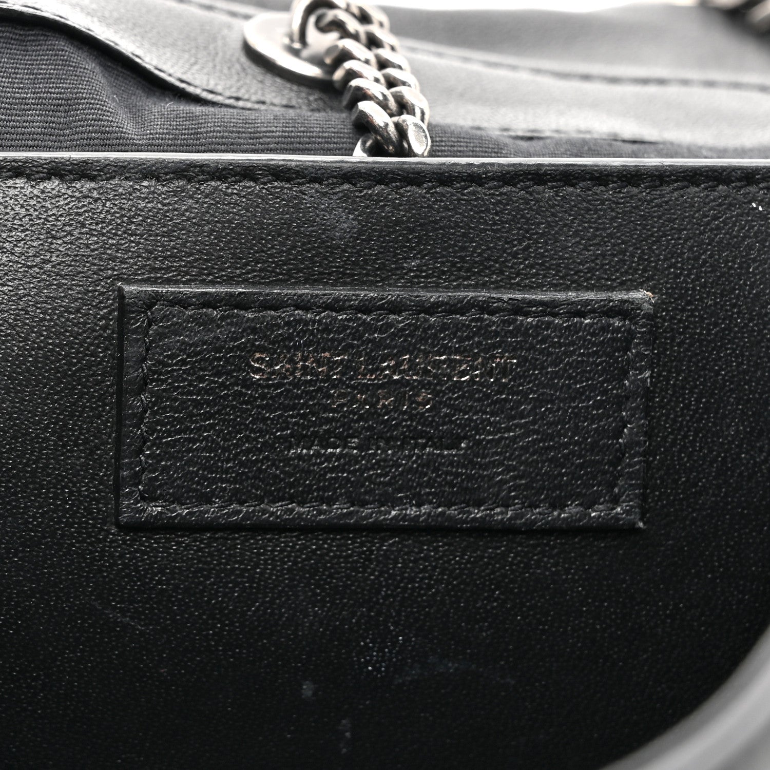 Saint Laurent Pebbled Lambskin Chevron Monogram Small Nolita Black 6 of 17