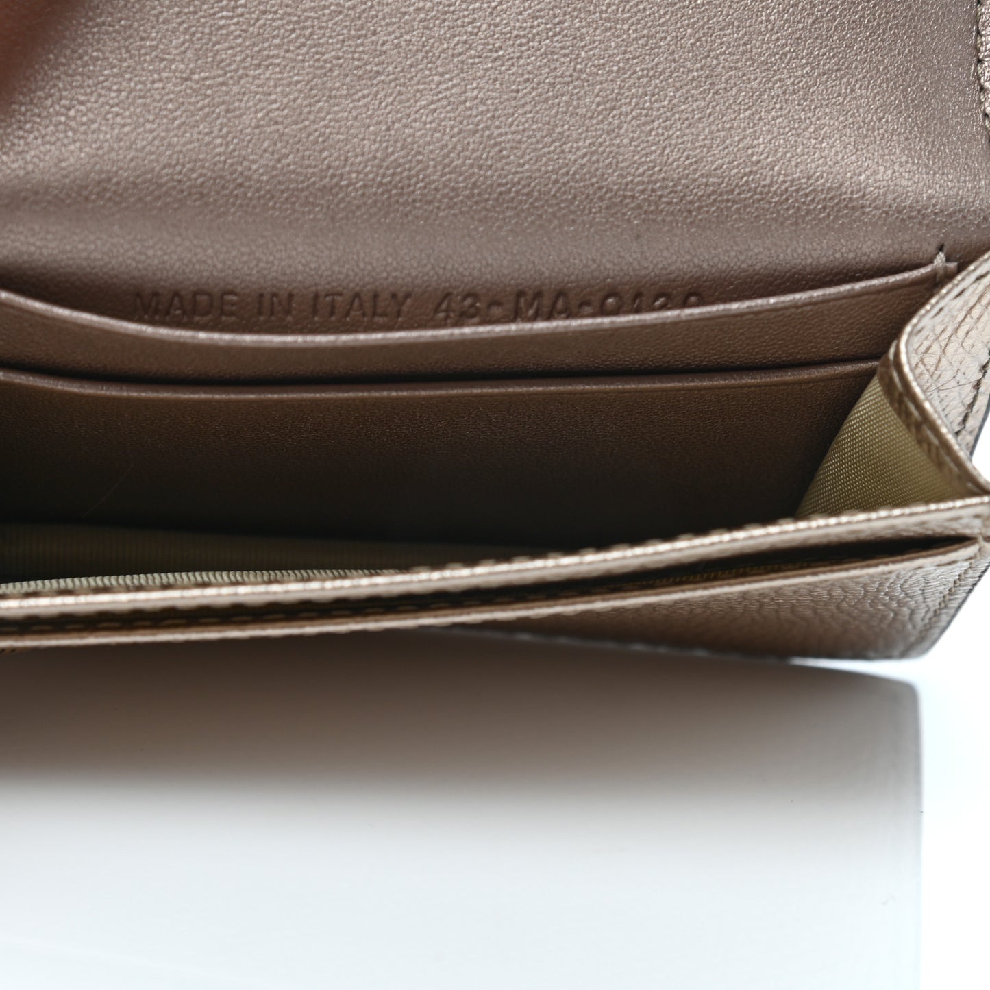 Metallic Grained Calfskin Saddle Card Holder Champagne