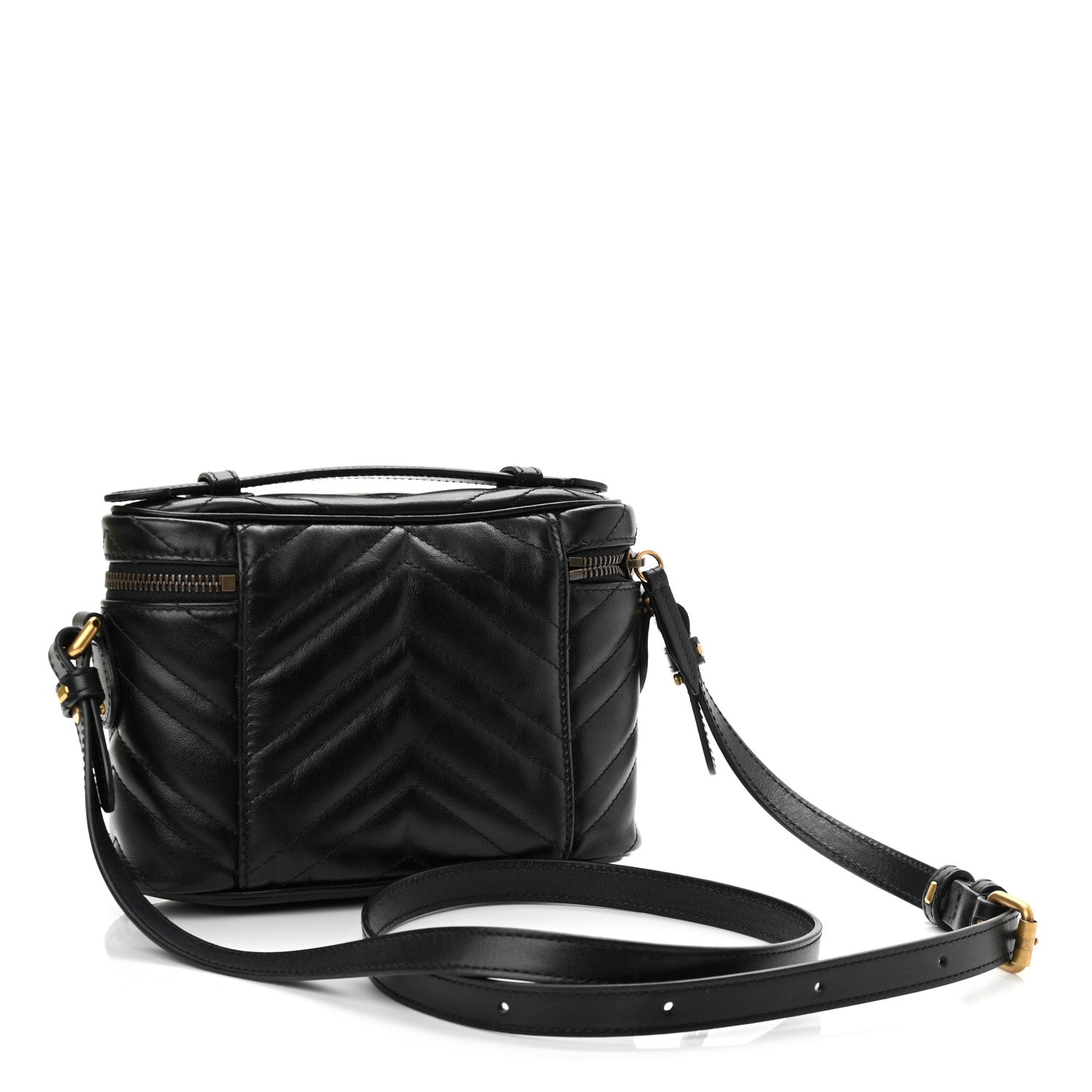 Gucci Calfskin Matelasse Mini GG Marmont Round Backpack Black 2 of 11